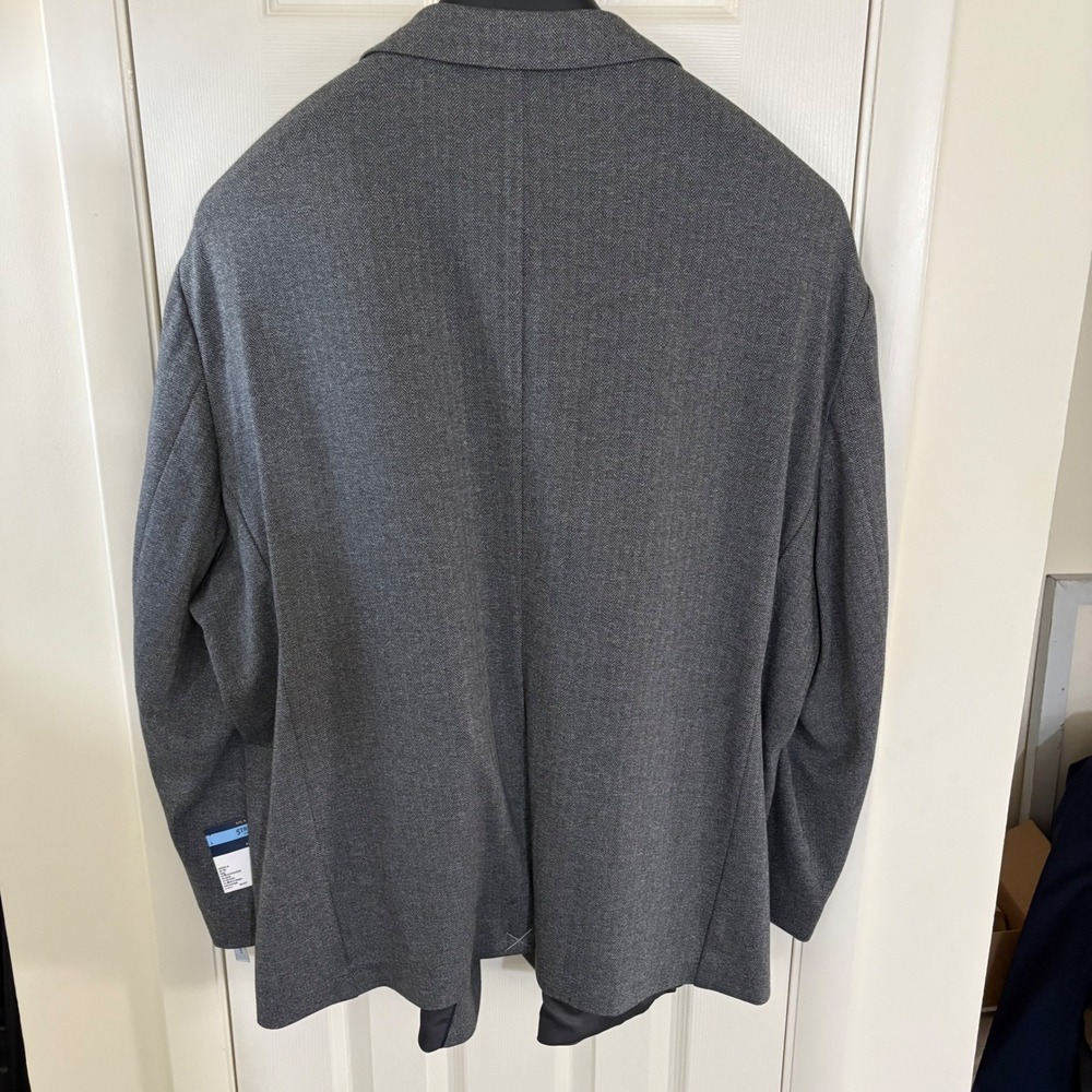 Stafford Big & Tall 60R Stretch Comfort Blazer Charcoal Herringbone Sport Coat - Picture 10 of 10